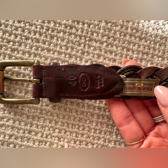 Men’s Trafalgar size 40 brown woven genuine leather belt - Picture 2 of 7